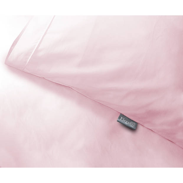 Eleganzzz Dekbedovertrek Uni Percal Katoen Met Bies - roze 200x200/220cm