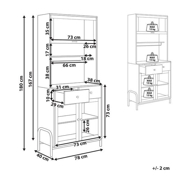 Beliani PARLIN - Vitrinekast-Wit-MDF