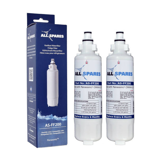 AllSpares Waterfilter (2x) voor Koelkast geschikt voor Panasonic CNRAH-257760