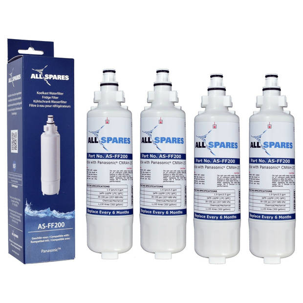 AllSpares Waterfilter (4x) voor Koelkast geschikt voor Panasonic CNRAH-257760