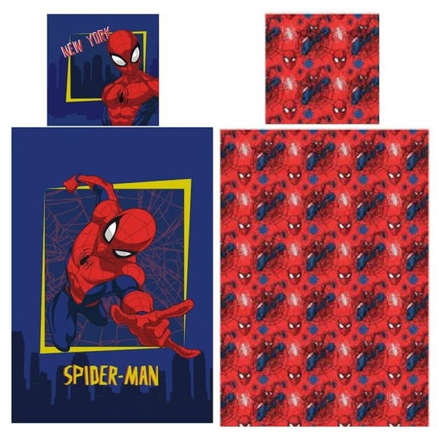 SpiderMan Dekbedovertrek New York - Eenpersoons - 140 x 200 cm - Katoen Flanel