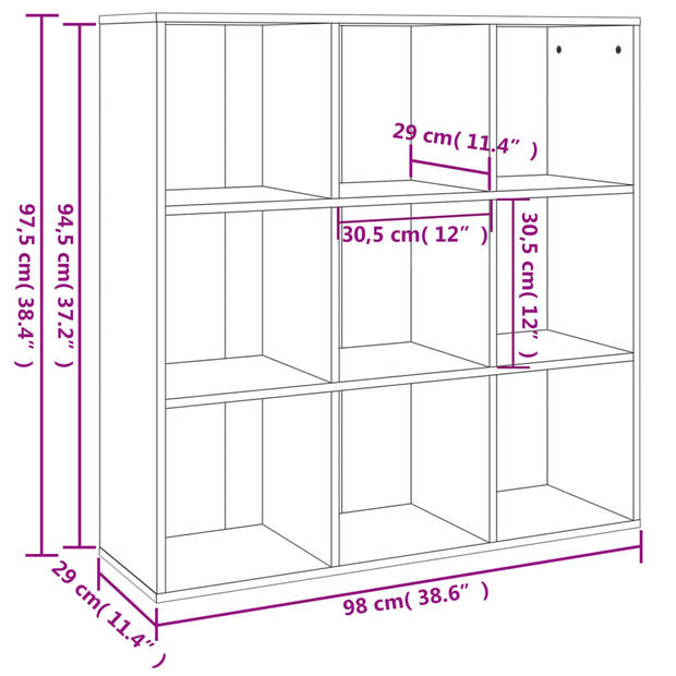 vidaXL Boekenkast 98x29x97,5 cm gerookt eikenkleurig