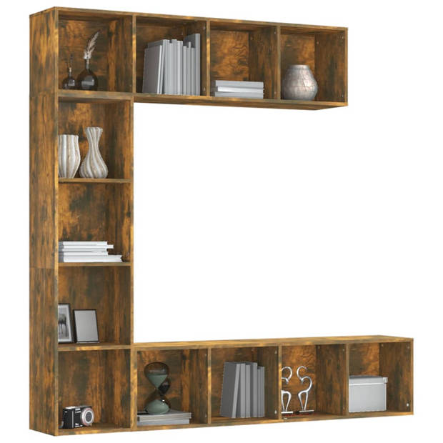 vidaXL 3-delige boekenkast- / tv-meubelset 180x30x180 cm gerookt eiken