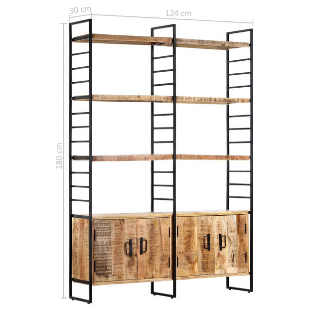 vidaXL Boekenkast met 4 schappen 124x30x180 cm ruw mangohout