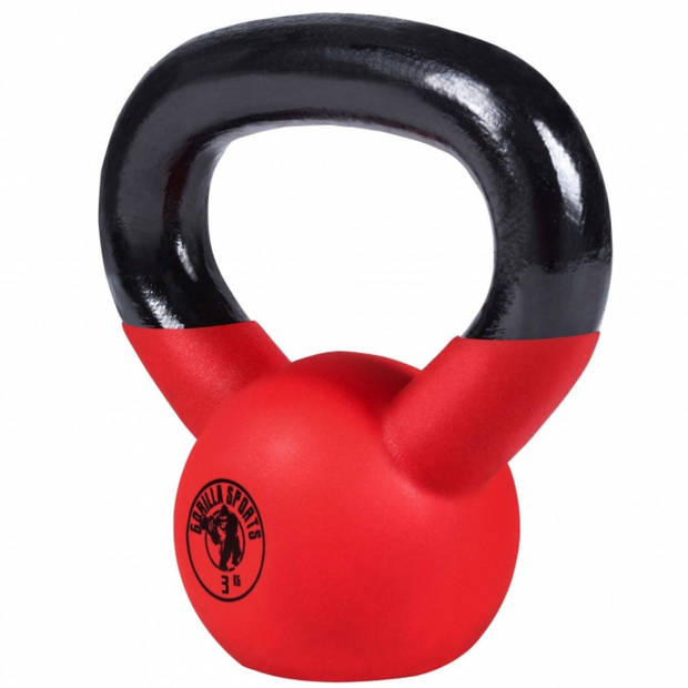 Gorilla Sports Kettlebell - Gietijzer (rubber coating) - 3 kg