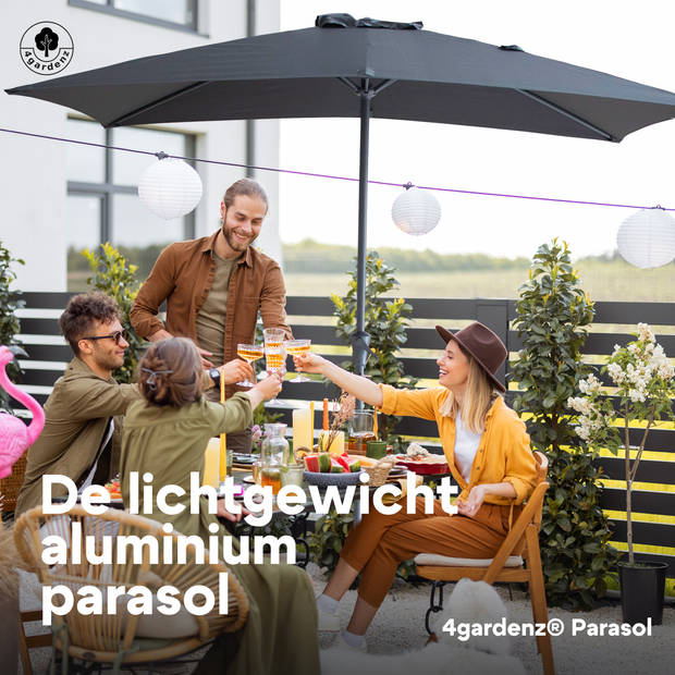 4gardenz® Parasol Rechthoek 150X250cm Kantelbaar Balkonparasol Grijs