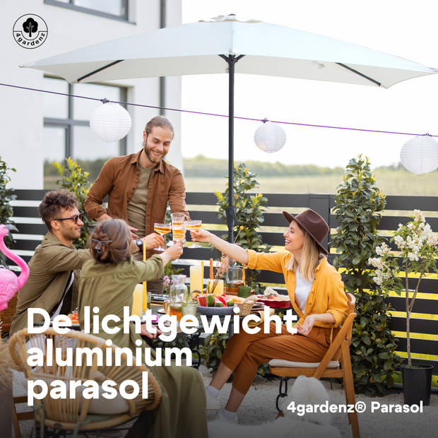 4gardenz® Parasol Rechthoek 150X250cm Kantelbaar Balkonparasol Creme