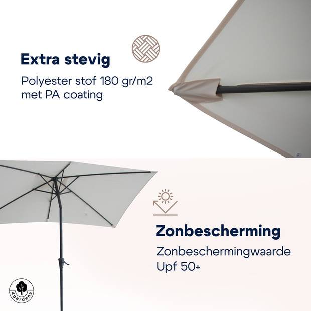 4gardenz® Parasol Rechthoek 150X250cm Kantelbaar Balkonparasol Creme