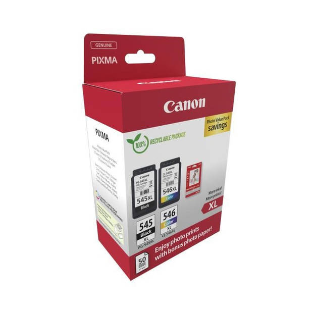 Canon PG-545XL / CL-546XL multipack met fotopapier zwart en kleur cartridge