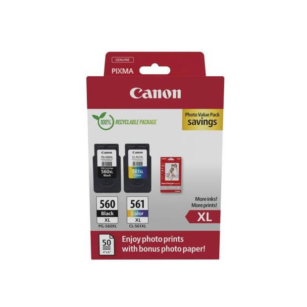 Canon photo value pack 1 x PG-560XL + 1 x CL-561XL, 300 - 400 pagina's, OEM 3712C008, 4 kleuren