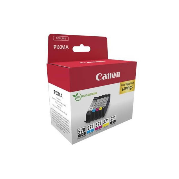 Canon inktcartridge 1 x PGI-570 + 1 x CLI-571, 182 - 398 foto's, OEM 0372C006, 5 kleuren