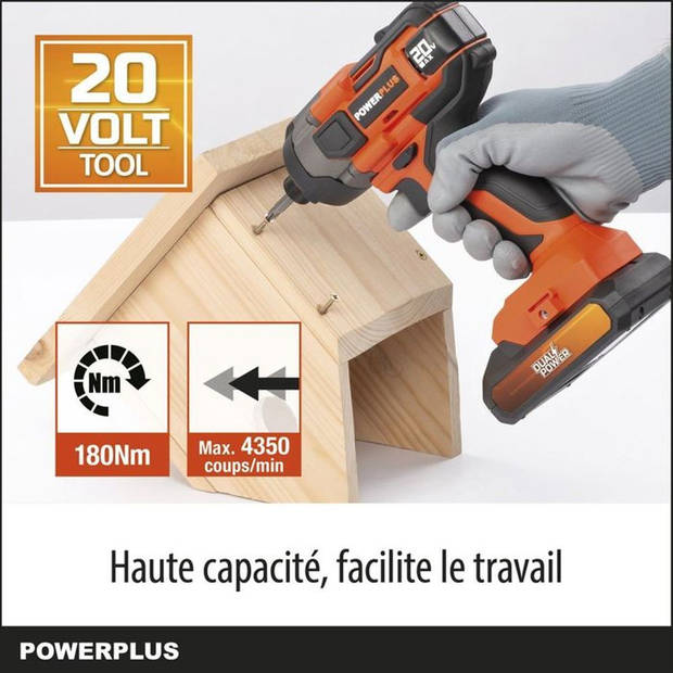 Draadloze schokschroevendraaier 20V 180 Nm - Dual Power POWDP20100 - geleverd zonder batterij of oplader