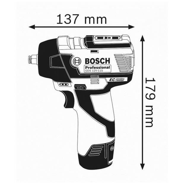 Bosch Professional GDS 12V-115 steeksleutel zonder accu - 06019E0101