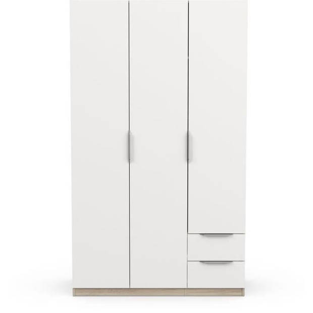 GHOST kast - Kronberg eik en mat wit decor - 3 deuren + 2 laden - L.119,4 x D.51,1 x H.203 cm - DEMEYERE