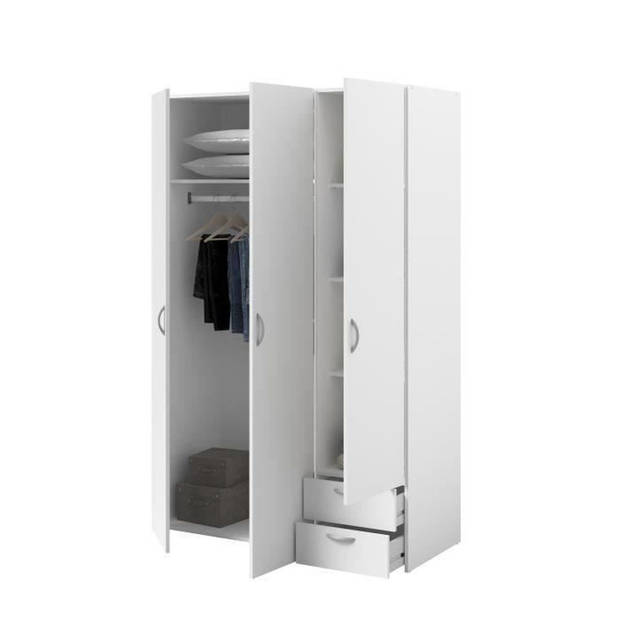 Varia garderobe - Wit decor - 3 deuren + 2 laden - L 120 x H 185 x D 51 cm - Parisot