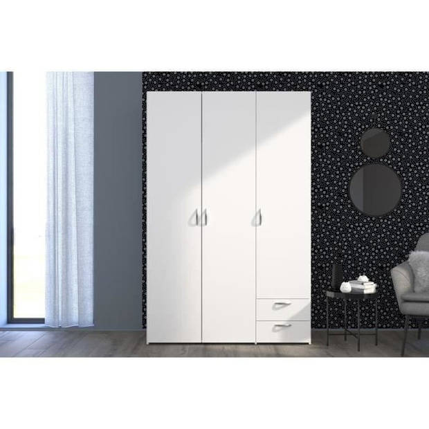 Varia garderobe - Wit decor - 3 deuren + 2 laden - L 120 x H 185 x D 51 cm - Parisot