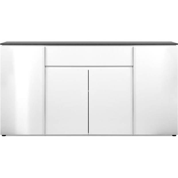 Brest dressoir - Matera decor / glanzend wit - Spaanplaat - 4 deuren - 1 plank - 1 lade - 177,5 x 92 x 40 -