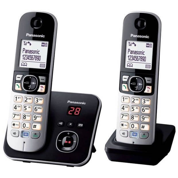 Panasonic KX-TG6822 Duo Draadloze Telefoons Antwoordapparaat Zwart Grijs