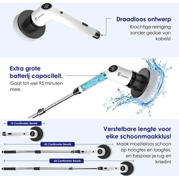 Samako Elektrische Schoonmaakborstel Nanopro - Elektrische Schrobber