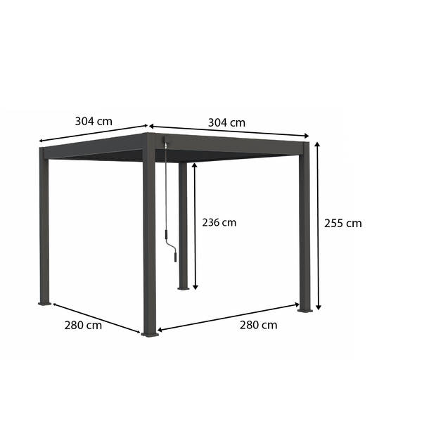 Orion - terrasoverkapping - 300 x 300 cm - antraciet - met LED verlichting