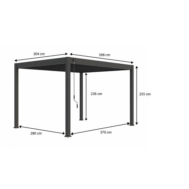 Orion - terrasoverkapping - 300 x 400 cm - antraciet - met LED verlichting