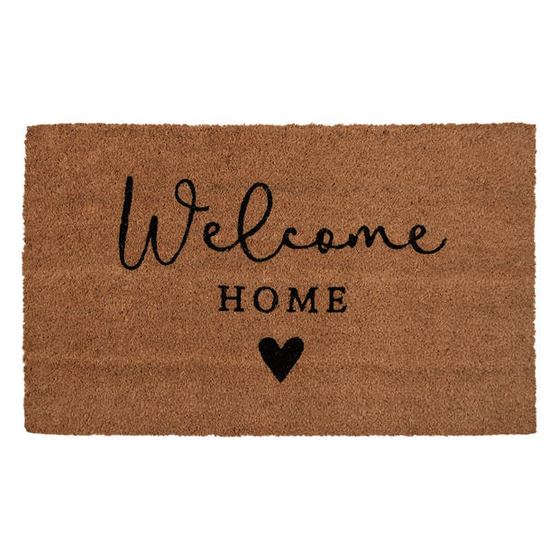 Clayre & Eef Deurmat 75x45 cm Bruin Kokosvezel PVC WELCOME HOME Kokosmat Bruin Kokosmat