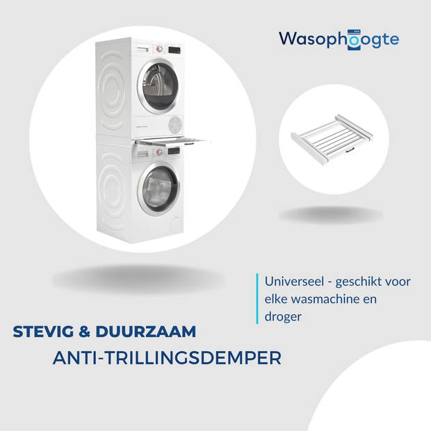 Wasophoogte® Tussenstuk wasmachine droger - Stapelkit wasmachine droger - Tussenkader - Geschikt voor elk type - Wit