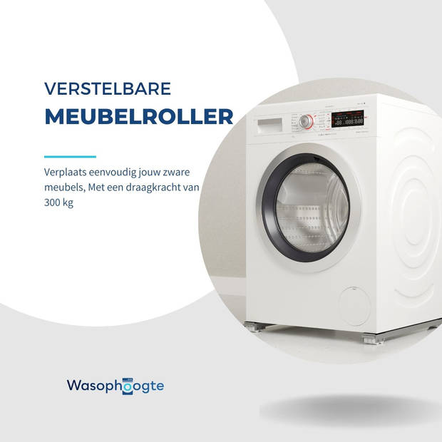 Wasophoogte® Meubelroller - meubelverplaatser -Wasmachine verhoger - Multifunctioneel - RVS - Tot 300kg