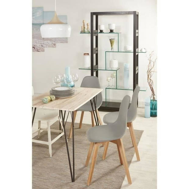 SACHA Set van 4 grijze eetkamerstoelen - Massief houten hevea-voeten - Scandinavisch - B 48 x D 55 cm