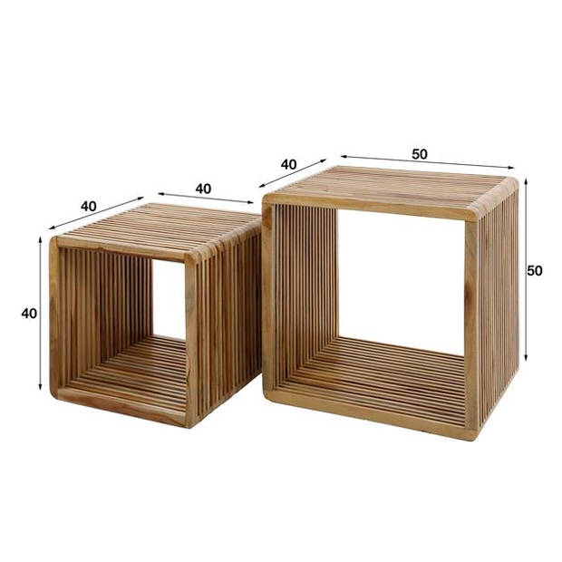 Hoyz Collection - Salontafel Set-2 Rib - Teakhout Verweerd