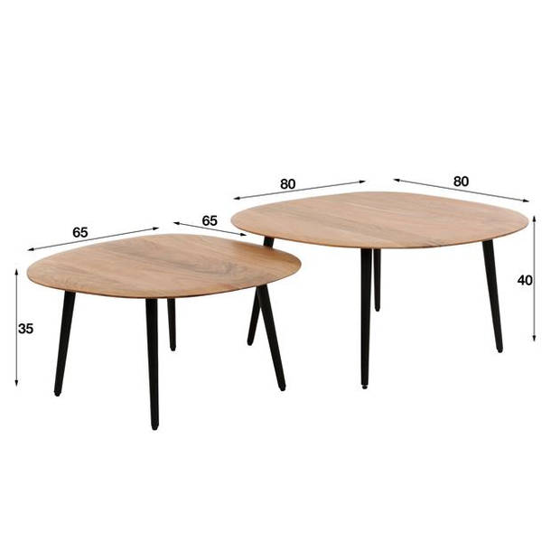 Hoyz Collection - Salontafel Set-2 Rock Organisch - Massief Acaciahout