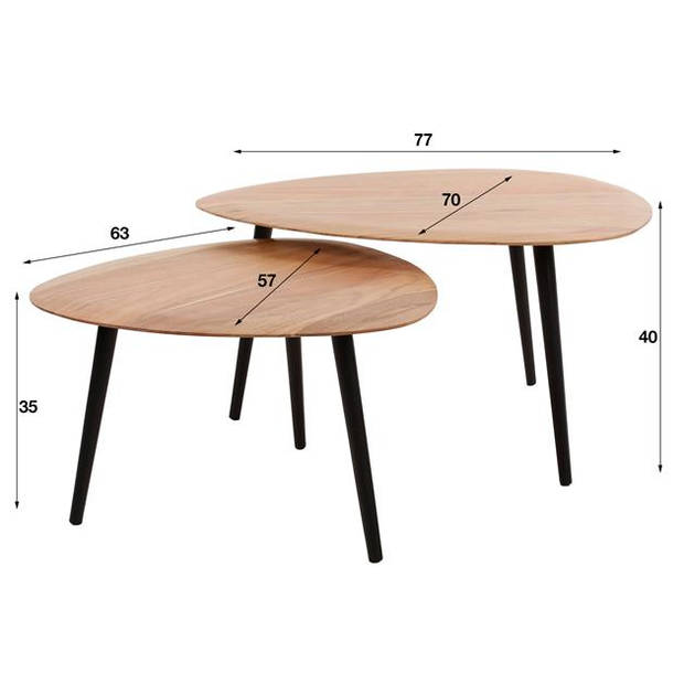 Hoyz Collection - Salontafel Set-2 Driehoek Organisch - Massief Acaciahout