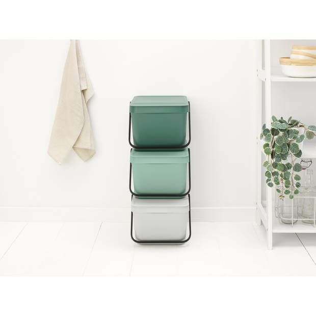 Sort & Go Afvalemmer stapelbaar, 20L - Jade Green