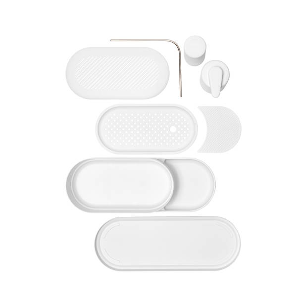 SinkStyle Organiser Set, 3-delig (organiser, zeep- en afwasmiddeldispenser) - Mineral Fresh White