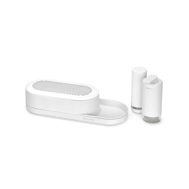 SinkStyle Organiser Set, 3-delig (organiser, zeep- en afwasmiddeldispenser) - Mineral Fresh White