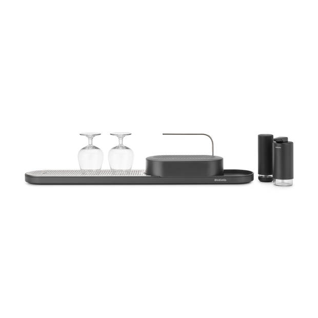 SinkStyle Organiser Set, 4-delig (organiser met afdruipbak, zeep- en afwasmiddeldispenser) - Mineral Infinite Grey