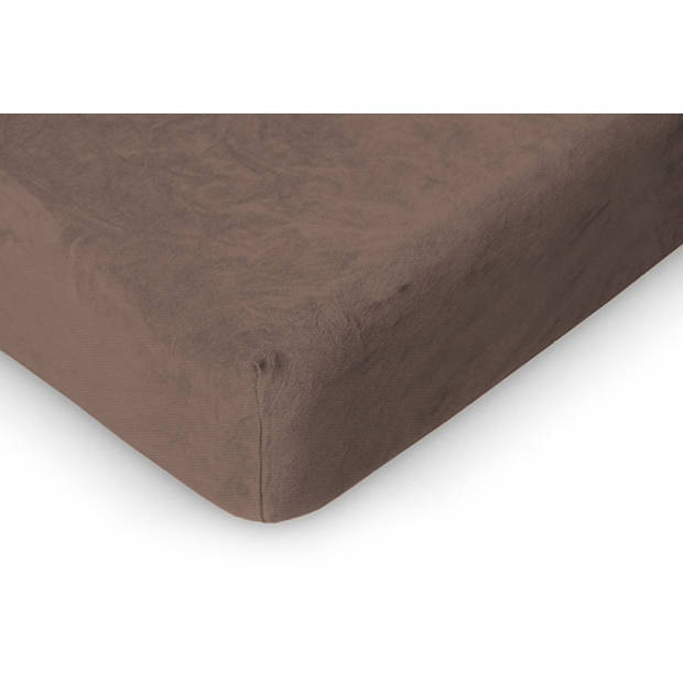 Romanette Badstof Velours Hoeslaken - taupe - 1 persoons - 80/90/100x200/220cm