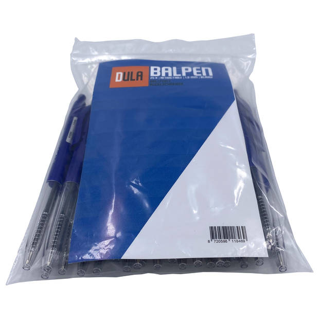 DULA Balpen drukknop Blauw - 25 stuks