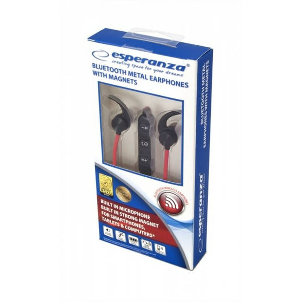 Sportheadset met Bluetooth Esperanza EH186K Zwart Rood