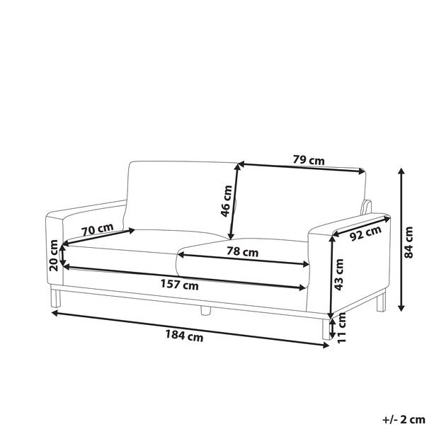 Beliani SIGGARD - Driezitsbank-Grijs-Polyester