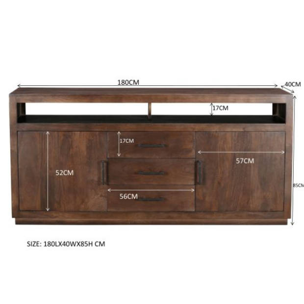 Livingfurn - Dressoir Jaxx Brown 180cm - Mangohout