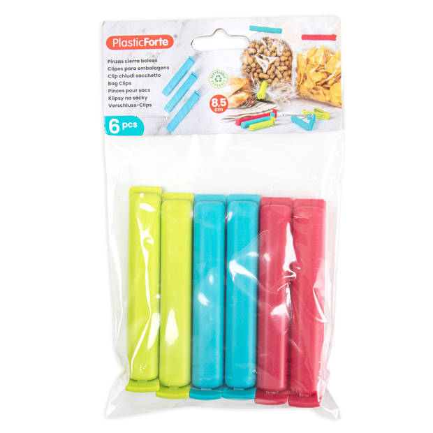 Plasticforte 24x afsluitclips / vershoudclips - 8 cm - keuken/voedsel zakjes afsluiten - Vershoudknijpers