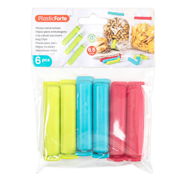 Plasticforte 30x afsluitclips / vershoudclips - 6 cm - keuken/voedsel zakjes afsluiten - Vershoudknijpers