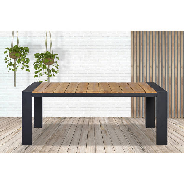 Sens-Line - Kingston teakhout - Tuintafel - 180 cm - Zwart/ Bruin