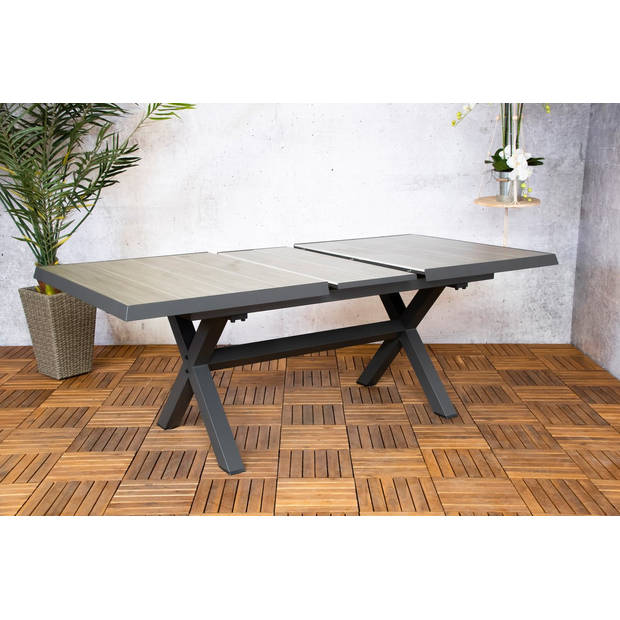 Sens-Line - Monaco Keramiek - Uitschuifbare tuintafel - 167-207cm - Antraciet