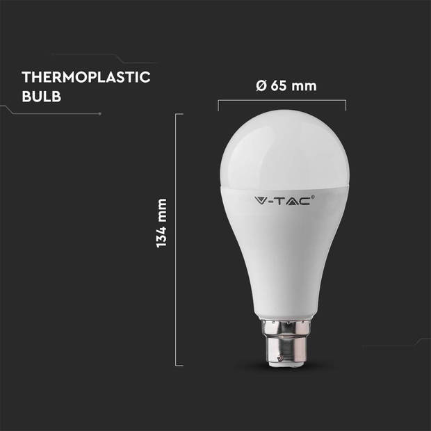 V-TAC VT-2015-B22-N B22 LED Lampen - GLS - IP20 - Wit - 15W - 1521 Lumen