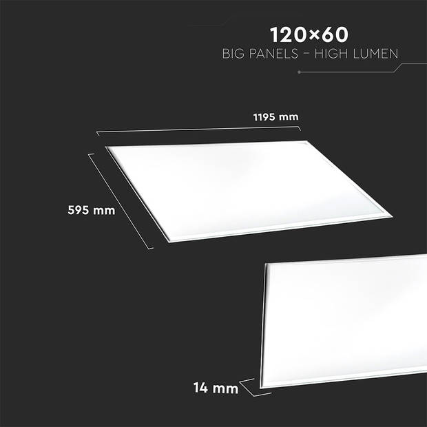 V-TAC VT-12045 LED Panelen - Hoge Lumen 120x60 - 120lm/w - IP20 - 45 Watt - 5400 Lumen - 6400K