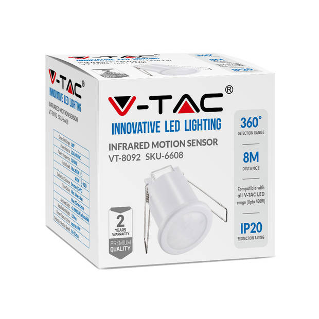 V-TAC VT-8092 Bewegingssensoren - Infraroodsensor - Wit - IP20