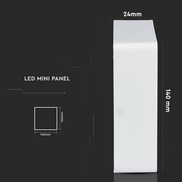 V-TAC VT-1205 SQ LED Minipanelen - Slank Oppervlakte Vierkant - IP20 - Wit - 12 Watt - 900 Lumen - 6400K