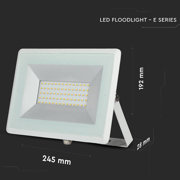 V-TAC VT-4051W E-serie LED schijnwerper - Wit - IP65 - Wit - 50W - 4250 Lumen - 6500K